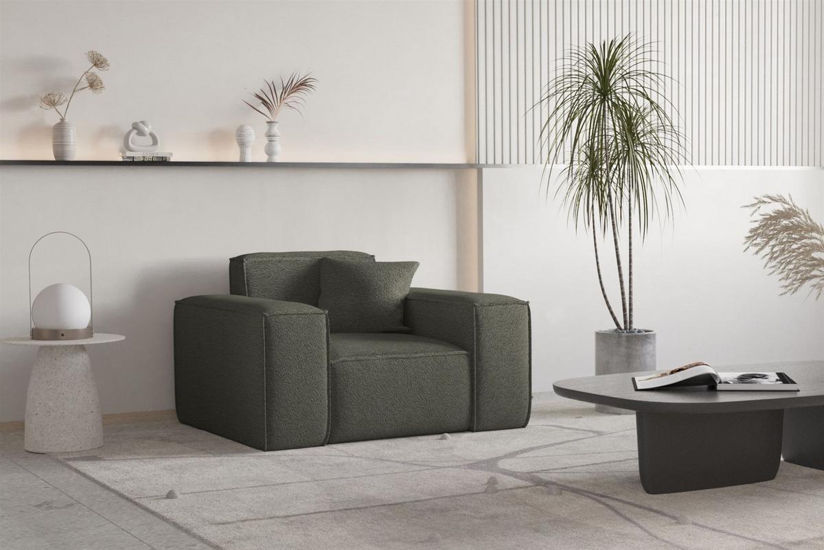 SOFASET Celes Premium 3-2-1 In Ascot - Jadegrün, Holzwerkstoff/Textil (225/73/88cm) - Fun Möbel