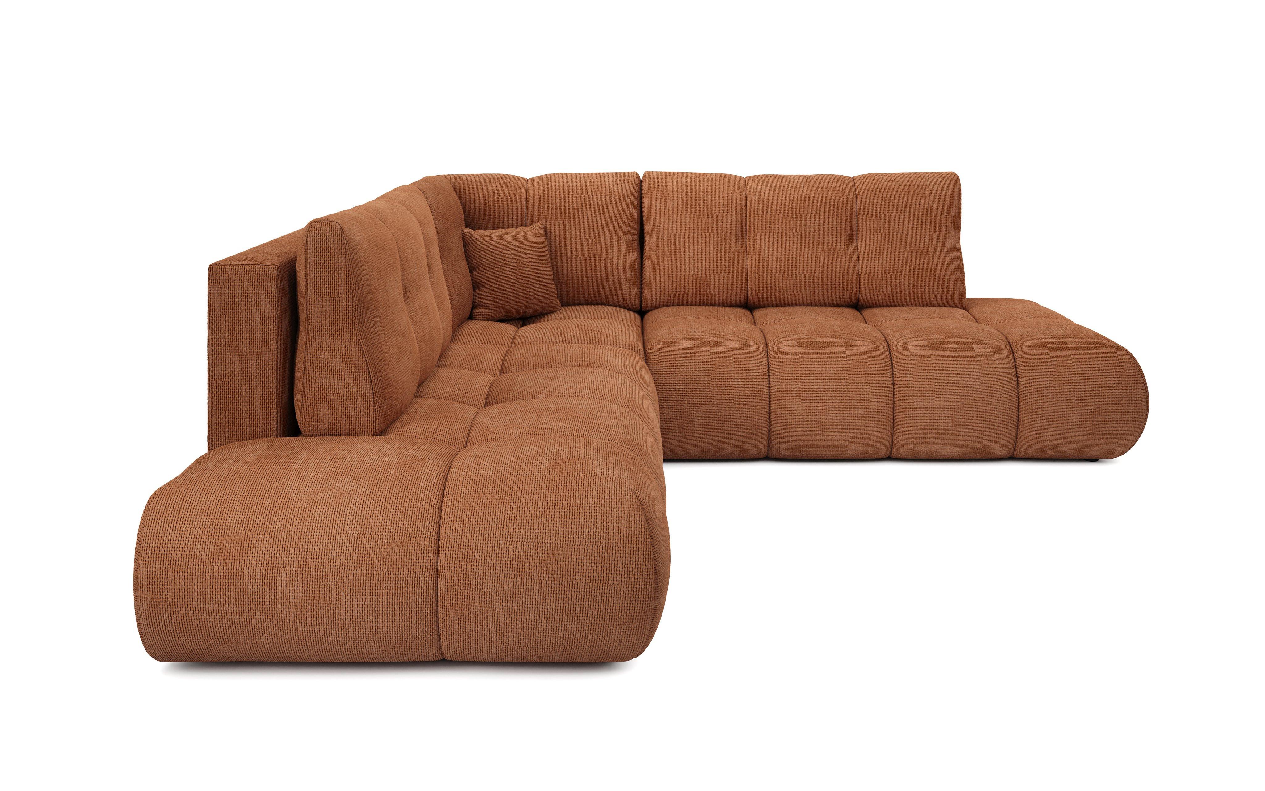 ECKSOFA DUCA II L-S Orange Chenille mit Schlaffunktion - Orange, Holz (266.5/266.5cm) - MASSENO