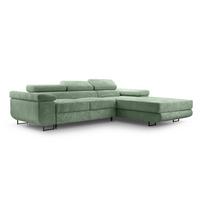ECKSOFA L Form Arborio Salbeigrün 280/203/90 cm Rechts mit Schlaffunktion - Schwarz/Grün, Textil/Metall (280/203cm) - AX Living