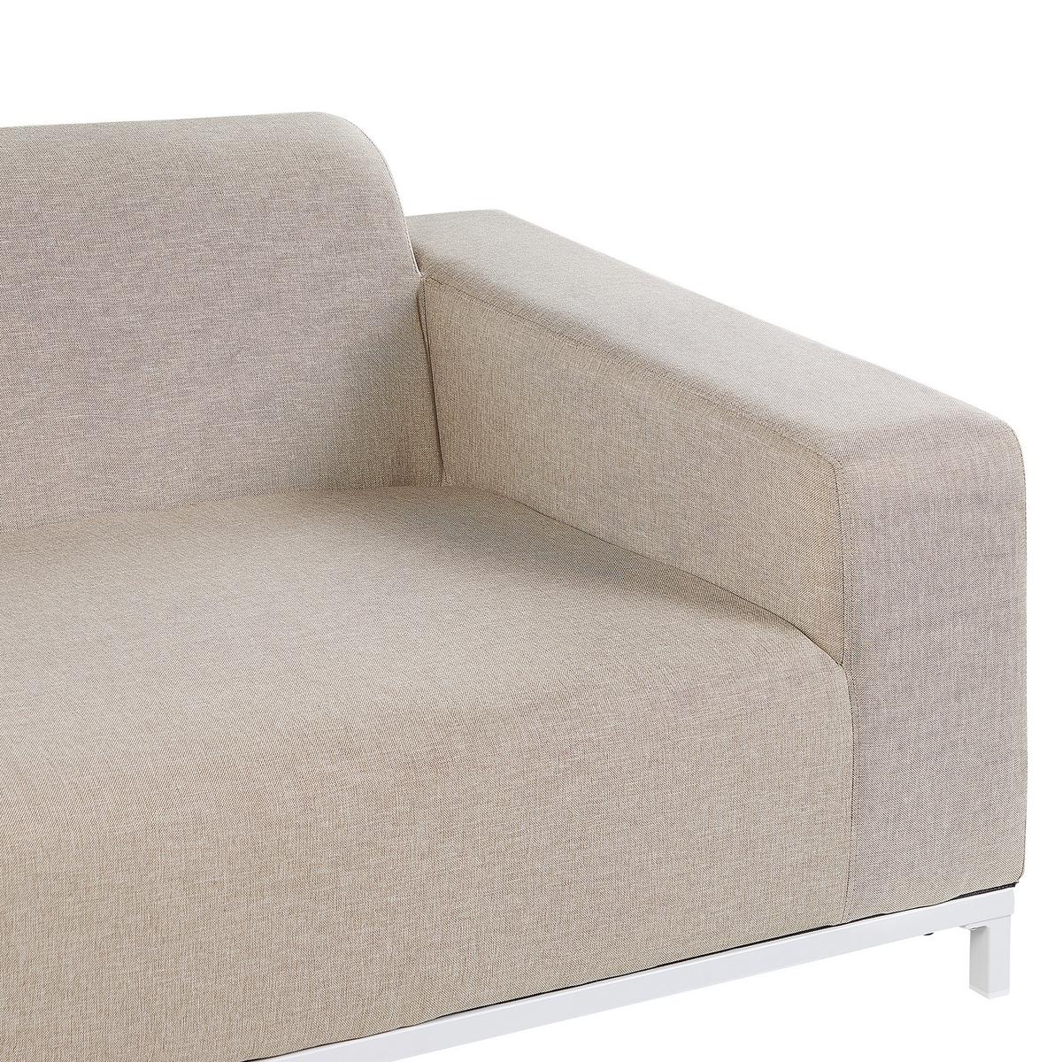 GARTENSOFA 3-Sitzer beige/weisses Gestell Rovigo - Beige/Weiß, Textil (186/68/84cm) - Beliani