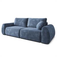 BETTSOFA ZEFEO Blau Chenille-Stoff mit Schlaffunktion - Blau, Textil (264/96/106cm) - MASSENO