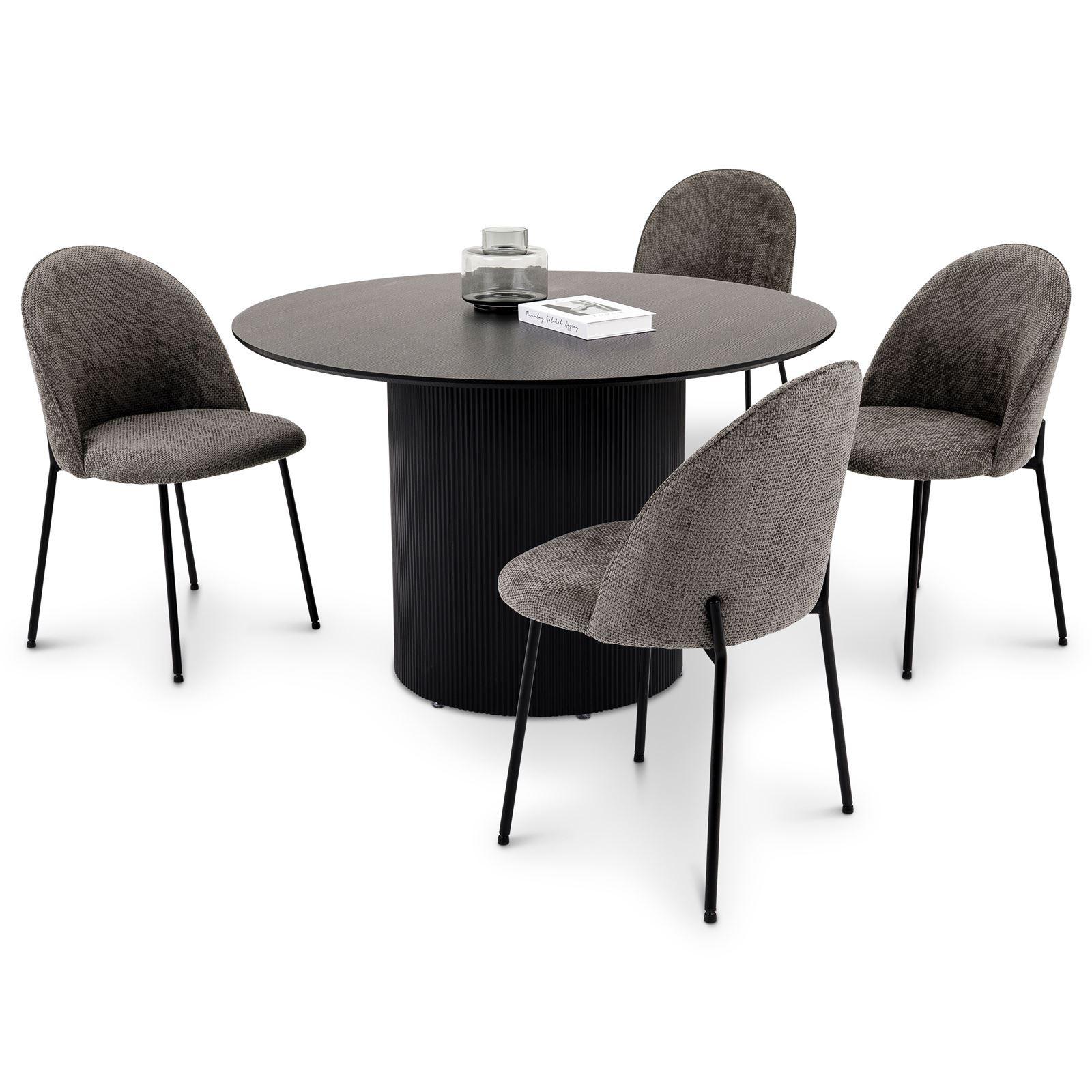ESSGRUPPE VIANNEY - Schwarz, Metall (120/75/120cm) - IDIMEX