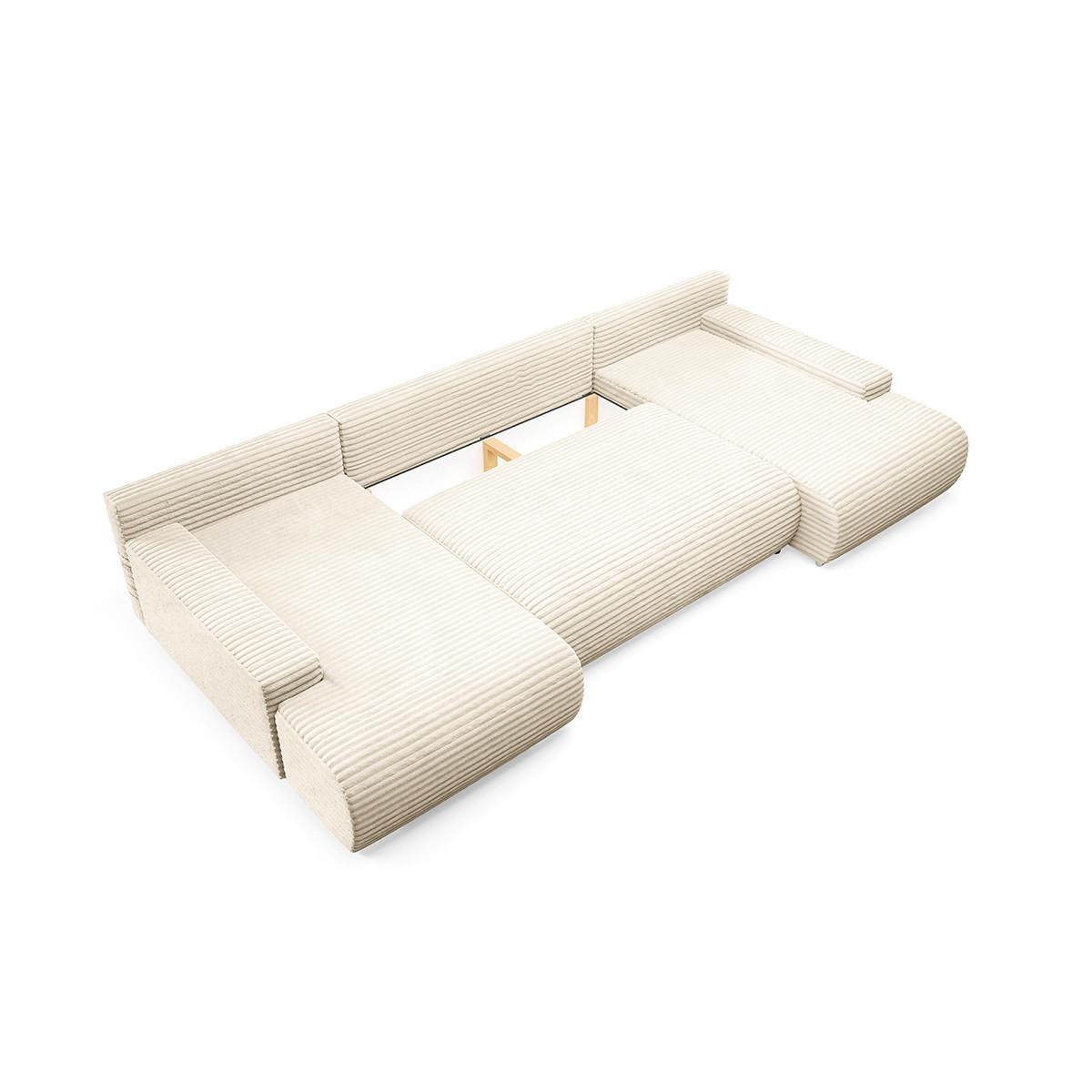 PANORAMASOFA Ivana 4 Sitzplätze Gebrochenes Weiß - Weiß, Holz (350/85/172cm) - Petits-meubles
