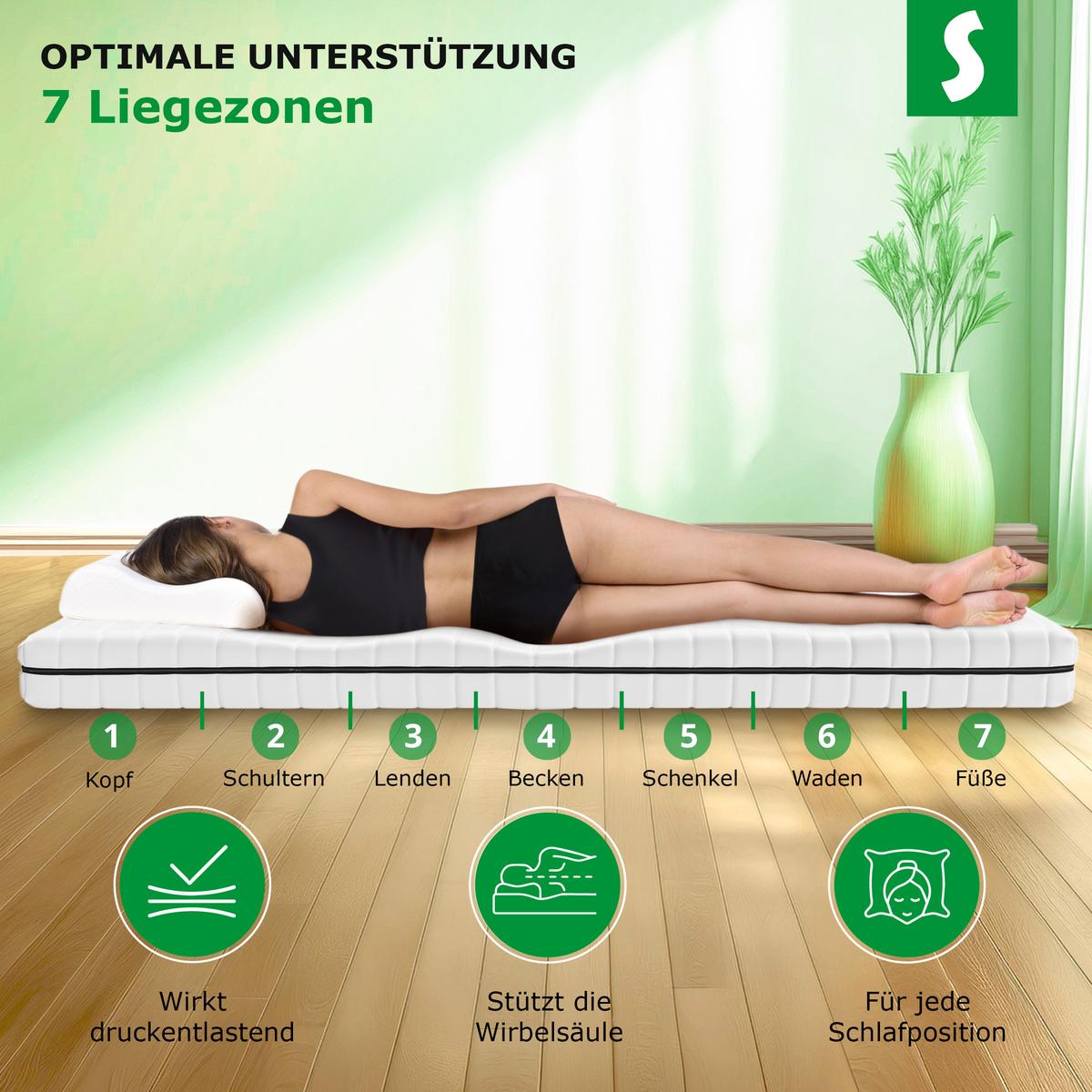 KALTSCHAUMMATRATZE – Wendematratze H2/H3 mit abnehmbarem Bezug 100x200 cm - Weiß, Textil (100/200cm) - Schlaftroll