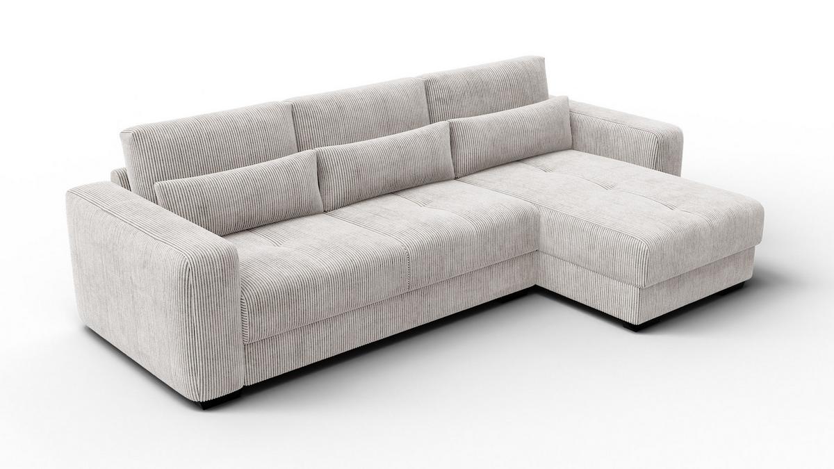 ECKSOFA OLI 4-Sitzer rechts, perlweiß - Weiß, Holz/Textil (295/172cm) - Wozimo