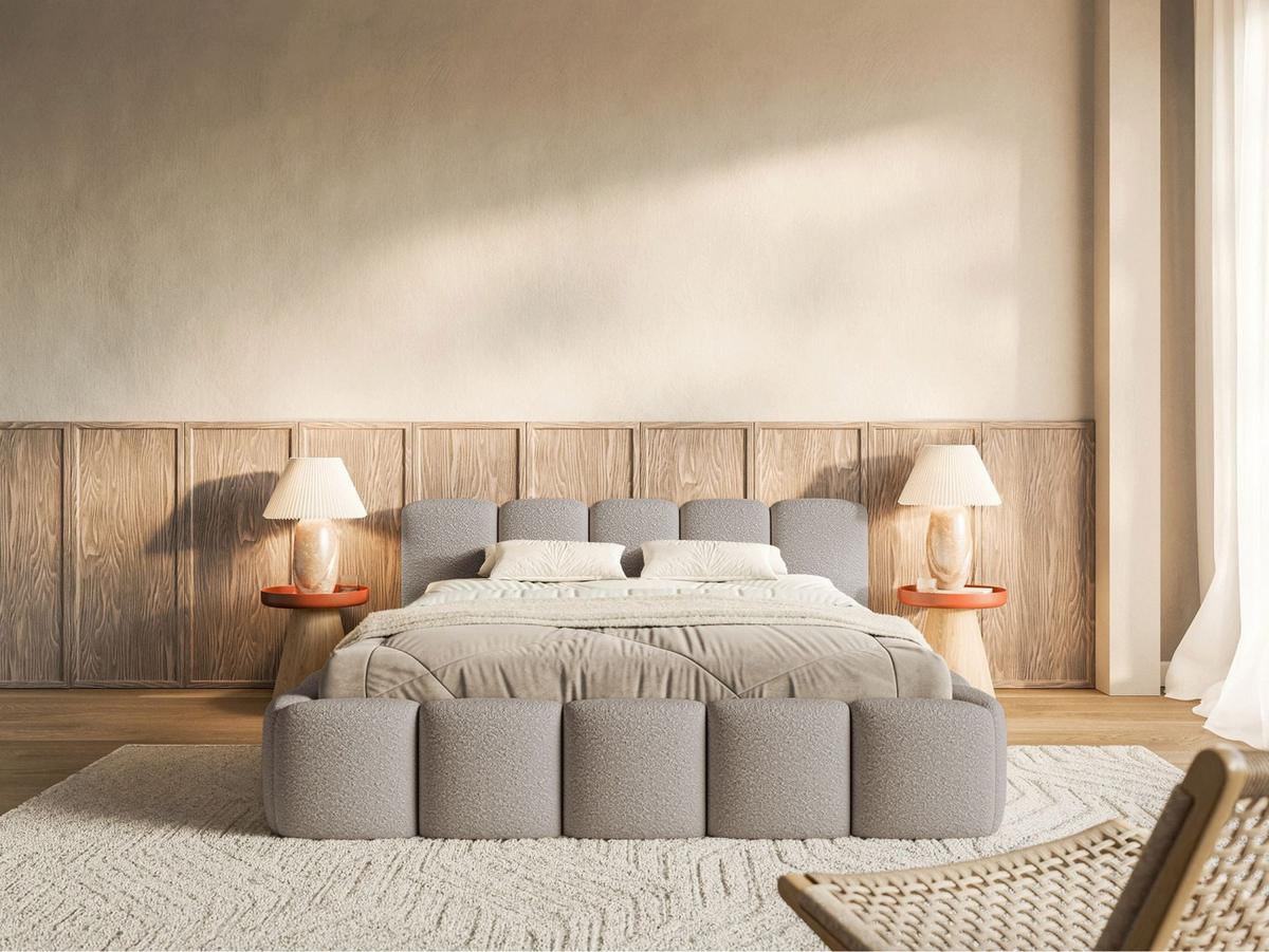 POLSTERBETT Cloudy Low Hellgrau Bouclébezug 160x200 - Hellgrau, Textil (160/200cm) - Selsey