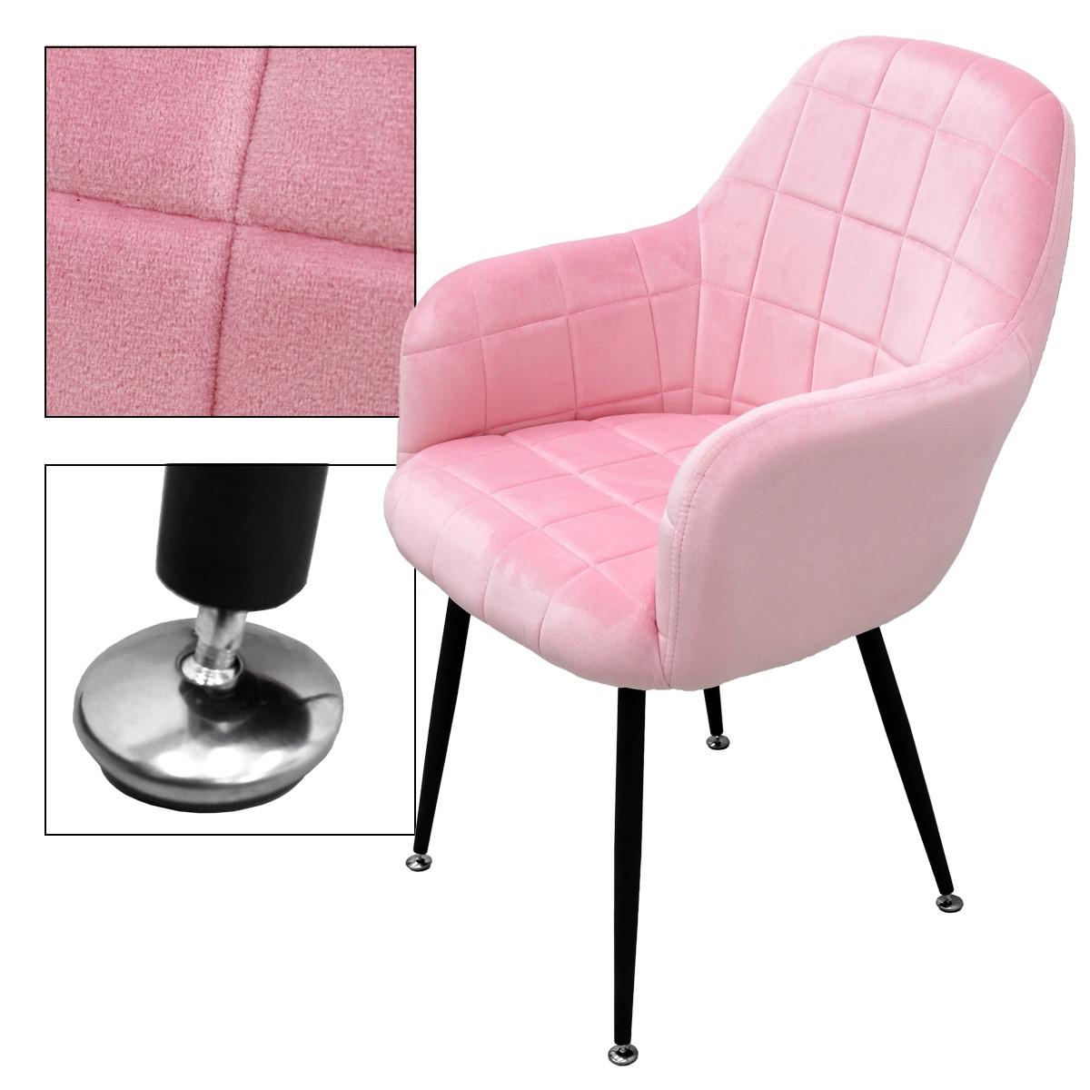 ESSZIMMERSTUHL 2er Set Rosa Samt - Pink/Schwarz, Textil/Metall (60/84/58cm) - ECD-Germany