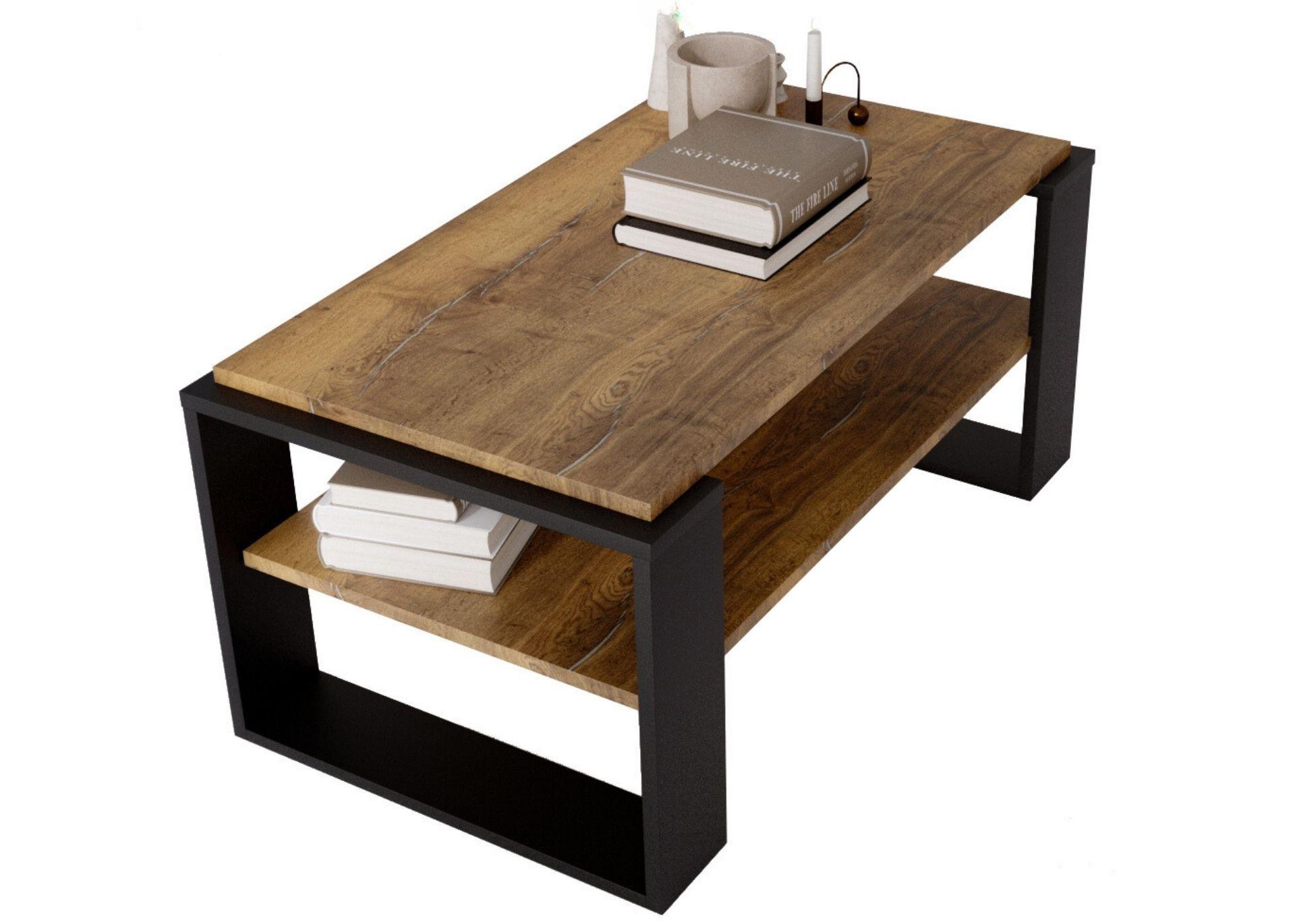 COUCHTISCH Holzwerkstoff rechteckig stabil Nussbaumfarben 42/54/96 cm - Nussbaumfarben/Schwarz, Holzwerkstoff (53.8/96/42cm) - CraftPAK