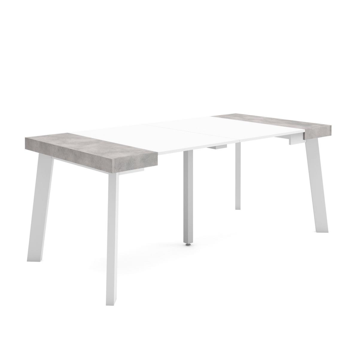 KONSOLENTISCH ausziehbar 58 bis 180cm, für 8 Gäste, weiß zementgrau, 90/58/73cm - Weiß/Grau, Holzwerkstoff (90/180/73cm) - Skraut Home