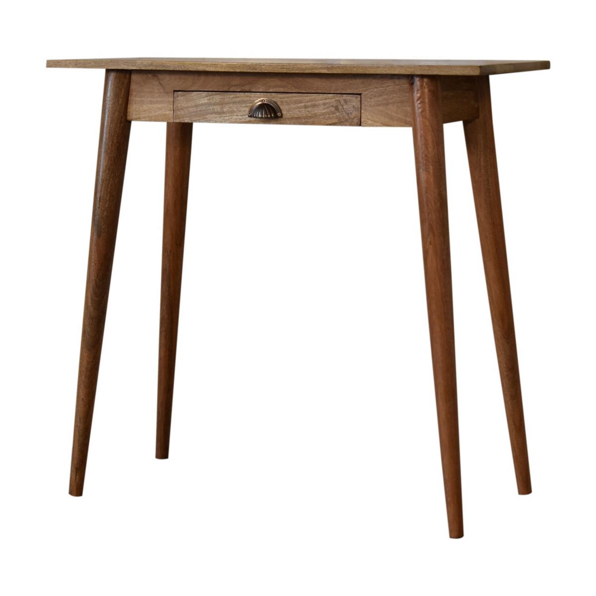 SCHREIBTISCH in Eichen-Finish, 1 Schublade, Nordische Beine, Beige - Messingfarben/Braun, Holz/Metall (35/80/77cm) - Artisan Furniture