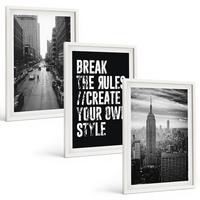 BILDER SET 3er Set - 40x60 cm Weißer Rahmen - Inspiration für Schwarz-Weiß-Darstellungen von Stadtstraßen - Weiß, Kunststoff (40/60cm) - TULUP