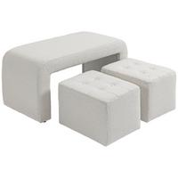 FUSSHOCKER 3 tlg., Sitzhocker, Weiß - Weiß, Kunststoff (42.5/45/89cm) - HOMCOM