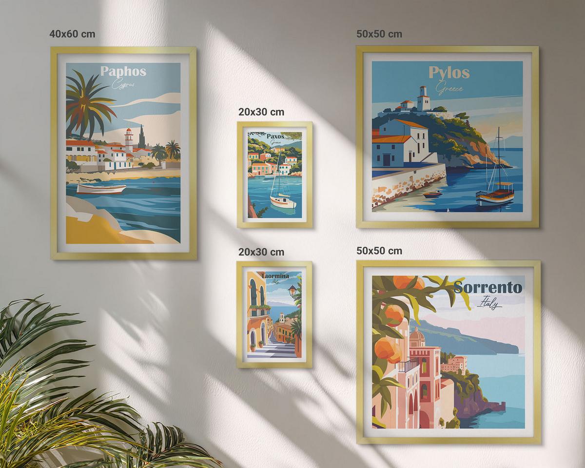 BILDER SET 5er Set - 50x50 cm & 20x30 cm & 40x60 cm Goldrahmen - Japanische Naturlandschaften - Goldfarben, Kunststoff (40/60cm) - TULUP
