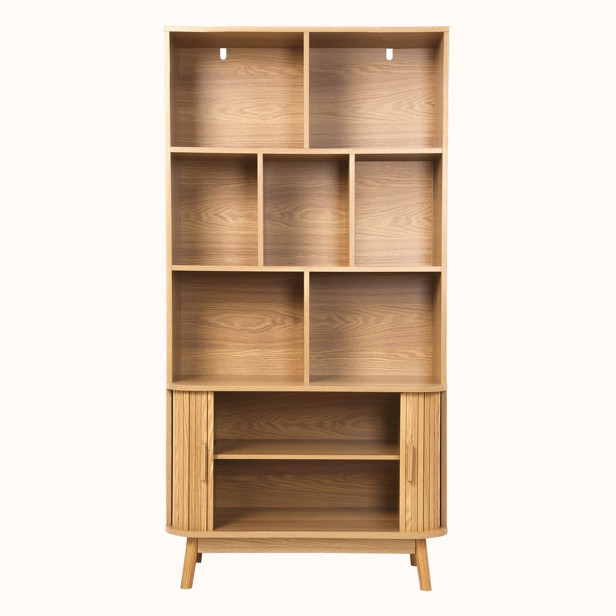 BÜCHERREGAL mit 2 schiebetüren ernest 40/157,5/80 cm - Eschefarben, Holzwerkstoff (80/157.5/35.5cm) - Calicosy