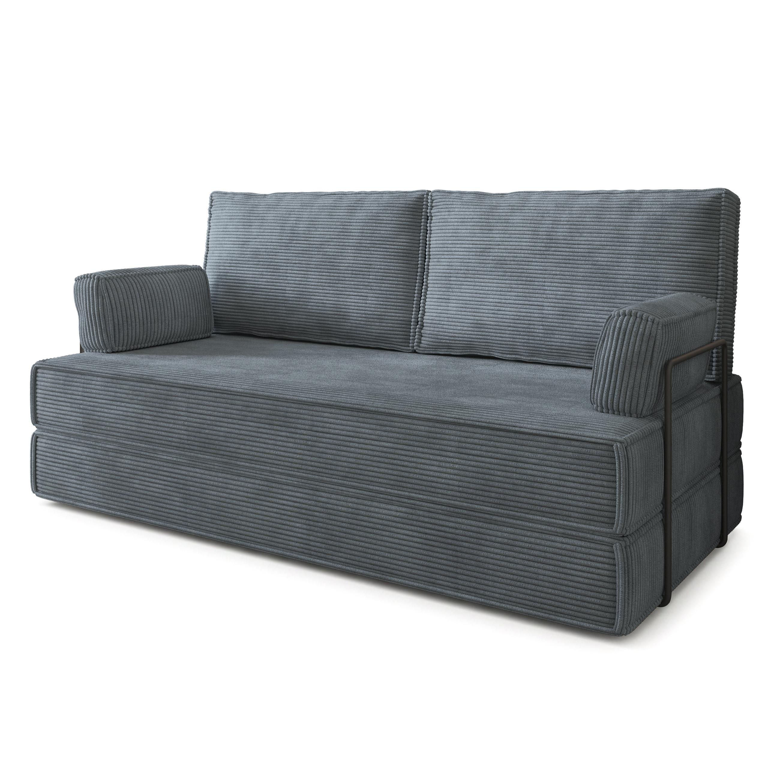 BETTSOFA SILAR aus Schaumstoff Kordstoff Grau Schlaffunktion - Grau, Textil (170/86/80cm) - MASSENO