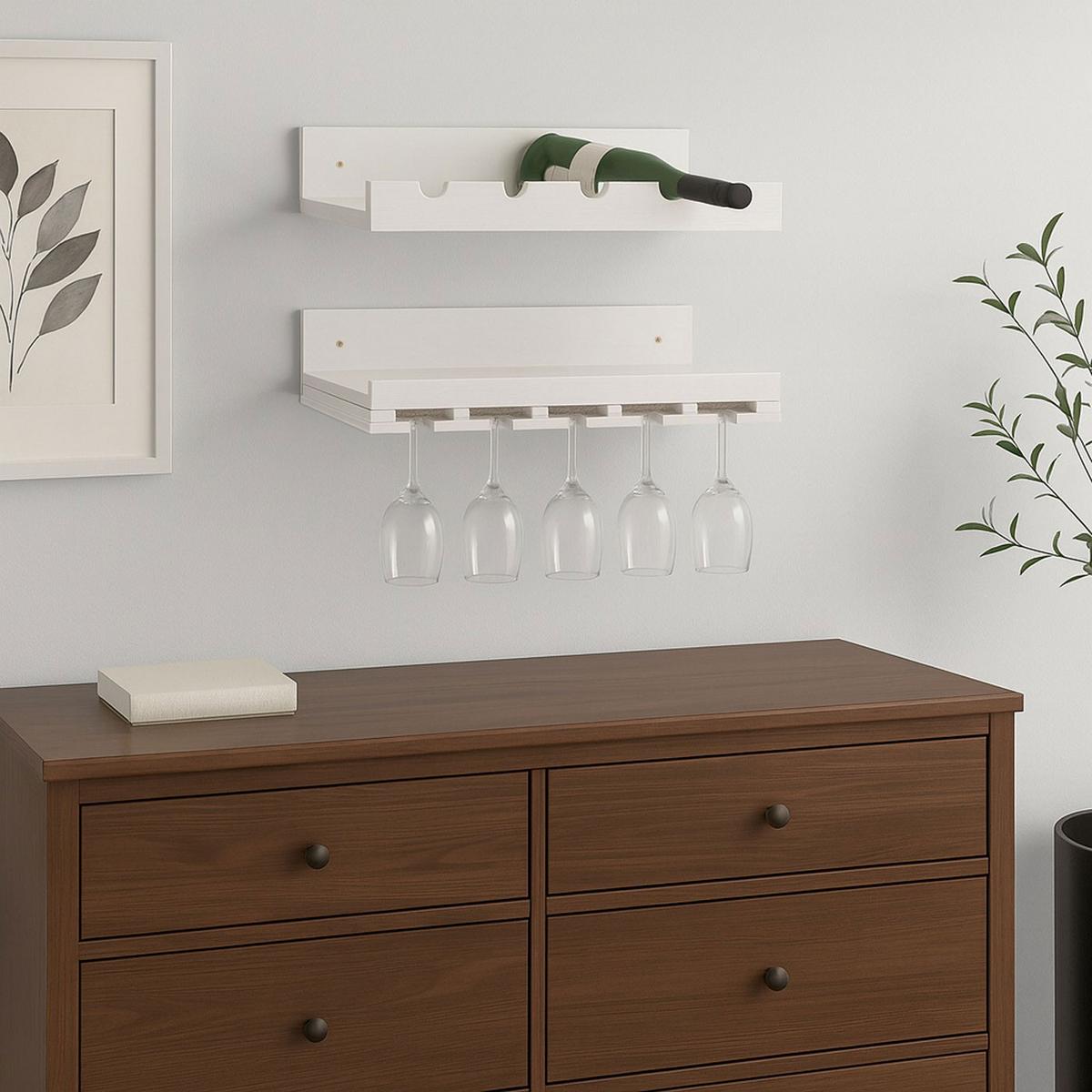 WEINREGAL Weiß 2er-Set-Set - Weiß, Holz (61/12/28cm) - MCW