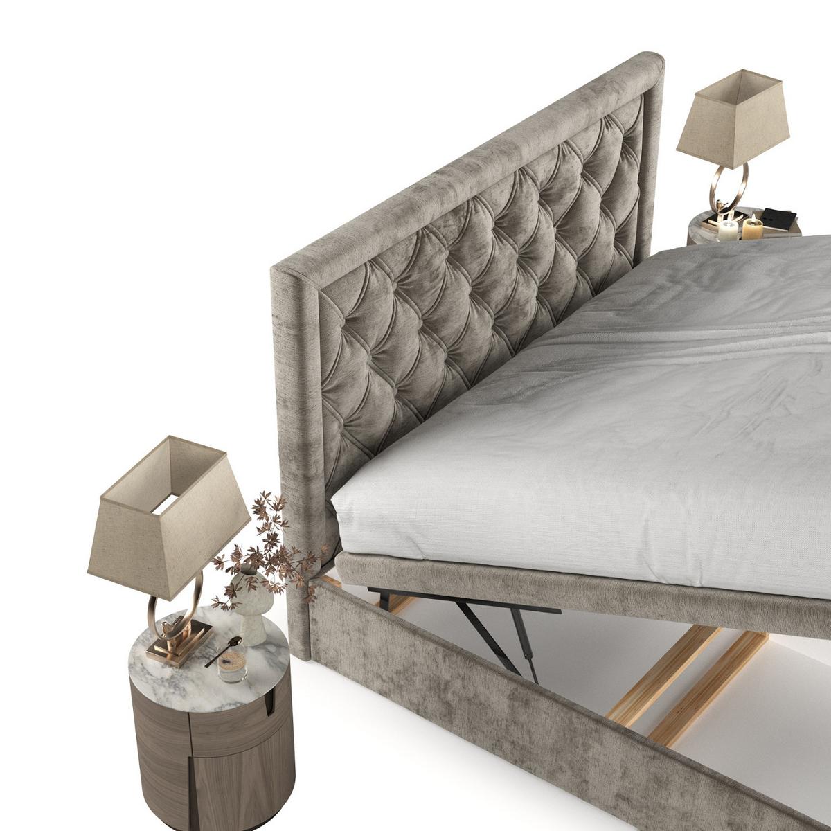 POLSTERBETT Nicobar mit Stauraum 200/200 cm Beige im Lotta Stoff - Beige/Schwarz, Holz/Holzwerkstoff (200/200cm) - AltaBeds