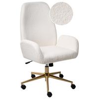 BÜROSTUHL Bouclé Weiß Clare - Weiß, Textil (62/100/64cm) - Beliani