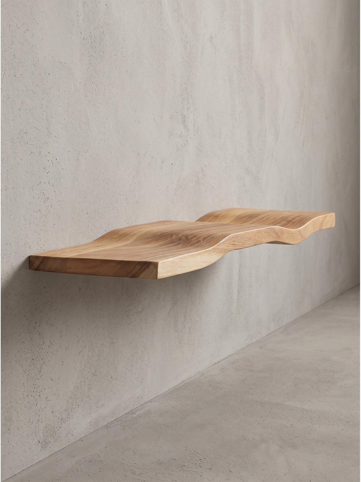 WANDREGAL LEVANTO, Akazie Massivholz, handgefertigt, 60 x 20 x 2,5 cm - Akaziefarben, Holz (60/2.5/20cm) - KADIMA DESIGN