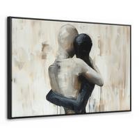 LEINWAND Bilder mit Rahmen - Abstrakt - Liebe - Schwarz und weiß - Modern - 120x80 - Schwarz, Textil (120/80cm) - MuchoWow