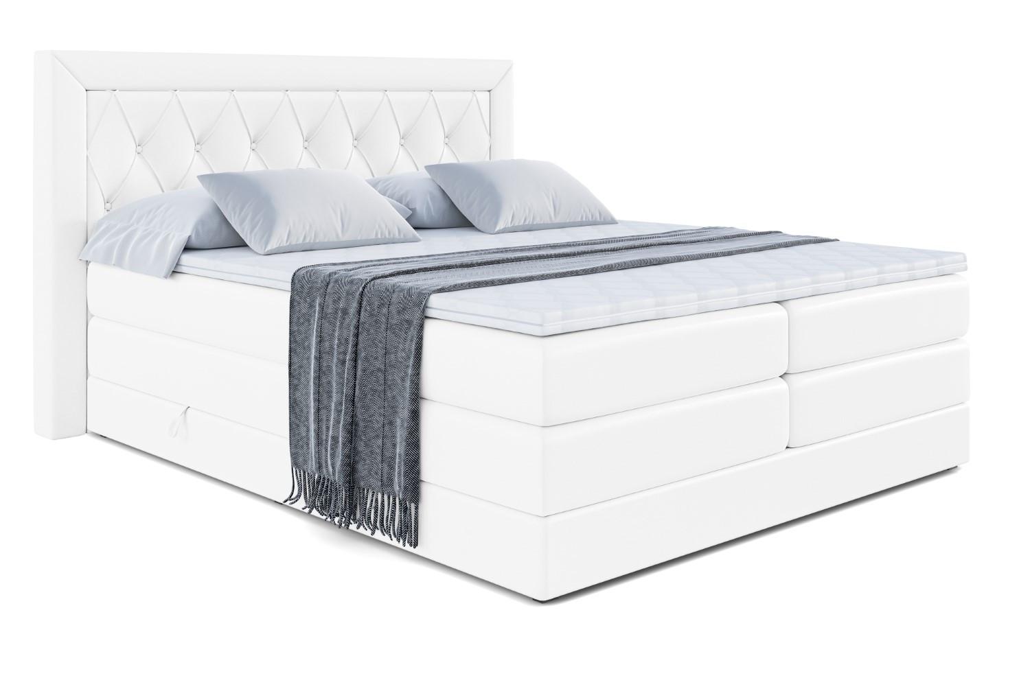BOXSPRINGBETT NOEL KING - 120 x 200 - H3/H4 - Weiß Hochglanz - Weiß Hochglanz, Holzwerkstoff (120/200cm) - ALTDECOR
