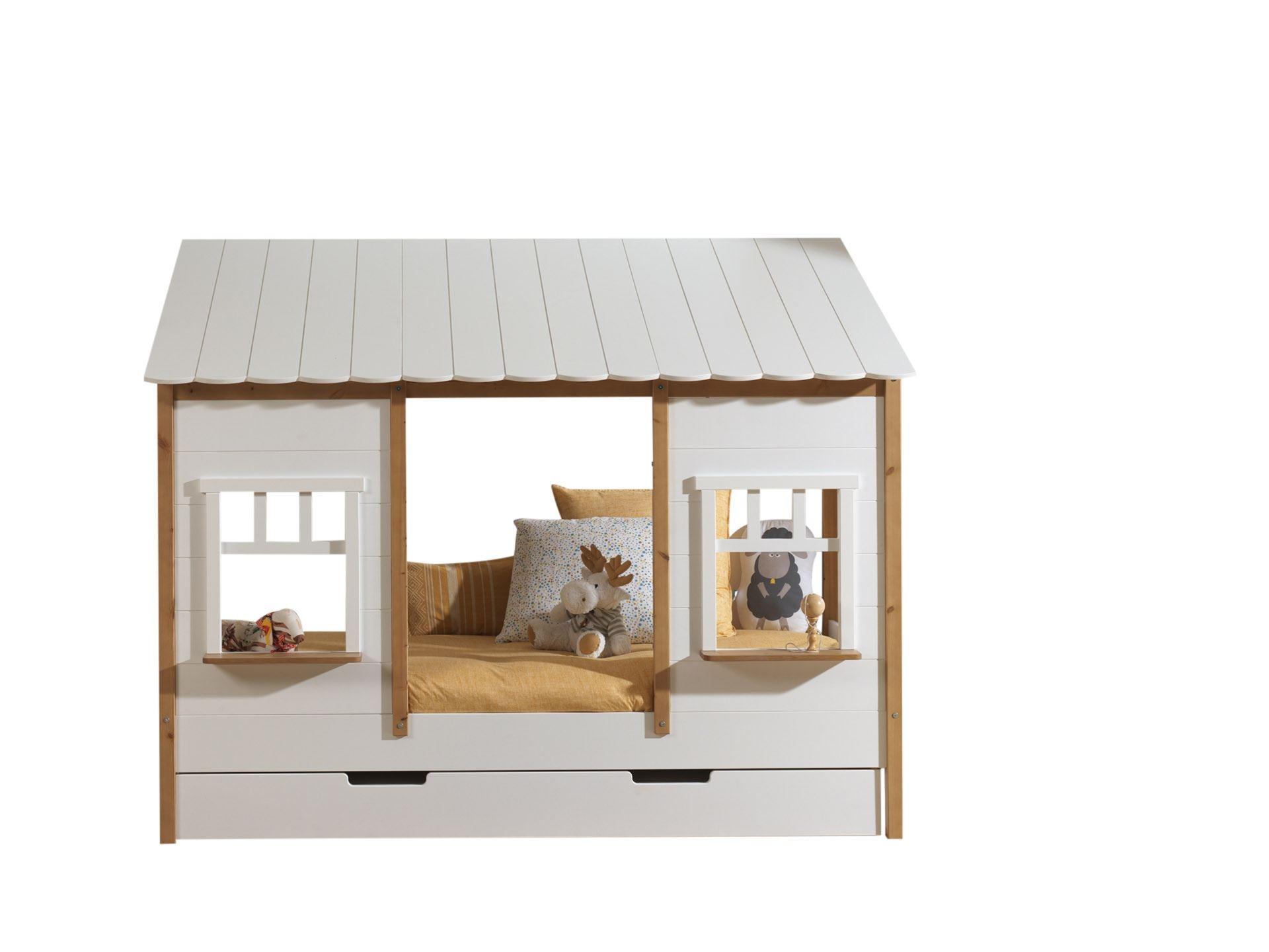 LANDHAUSBETT Kamilah 215x174x108 aus Massivholz+MDF in Oak/Weiß - Weiß, Holz (90/200cm) - 58aufmkessel