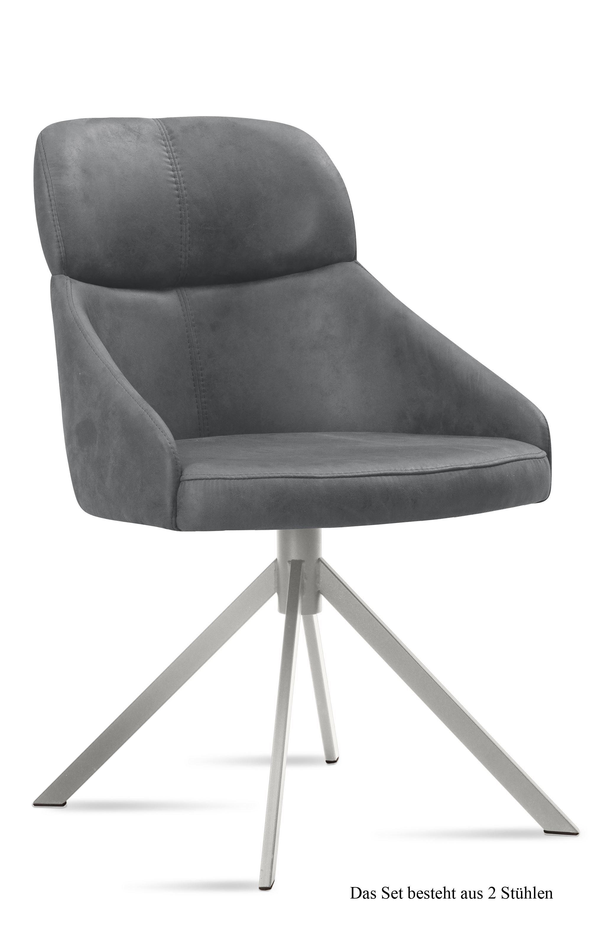 ESSZIMMERSTUHL (2er-Set) Dounia 52x82x63 Edelstahl/Grau - Edelstahlfarben/Grau, Kunststoff (63/82/52cm) - 58aufmkessel