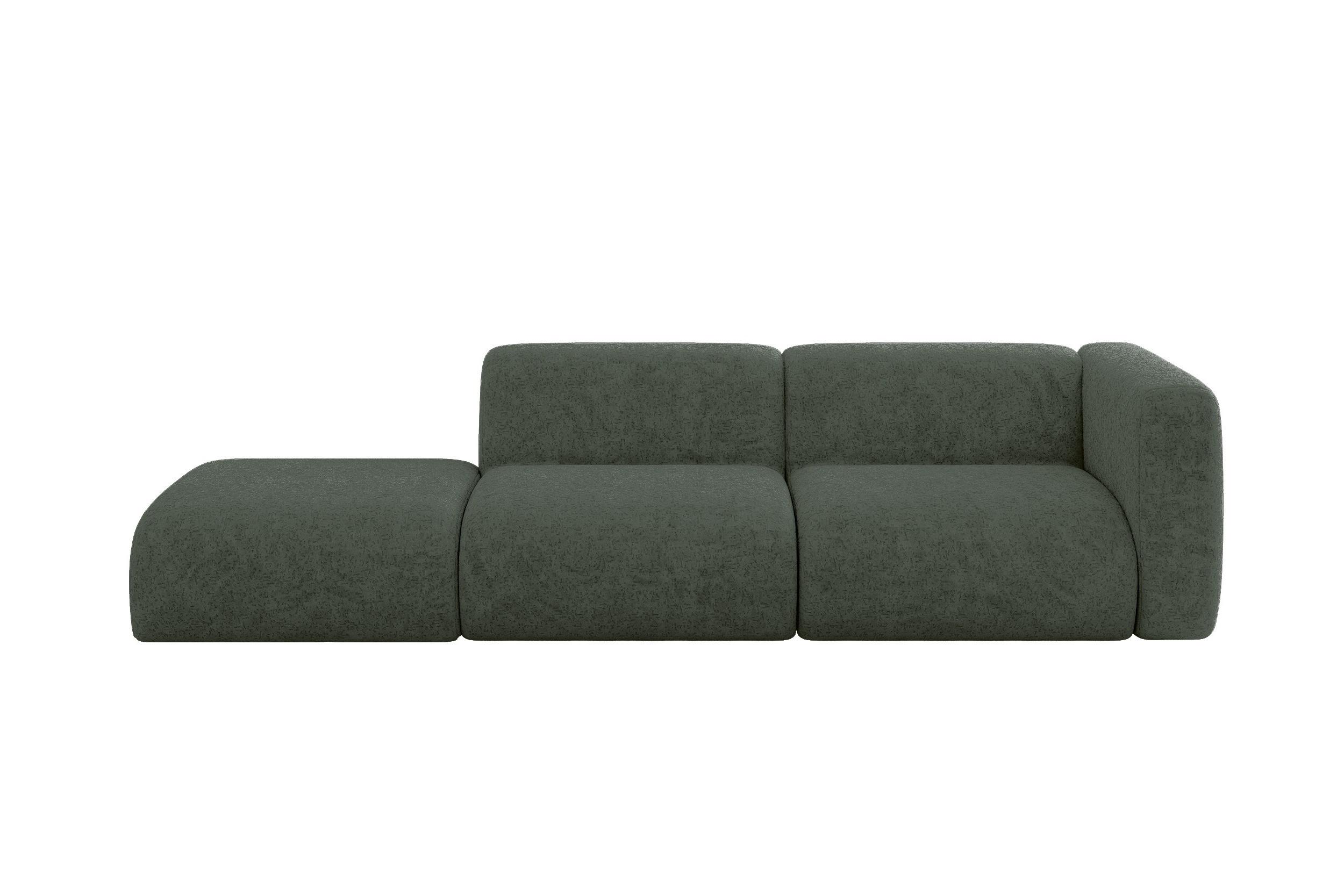 SOFA Ottomane Rechts MIRA-S3 296x89x70 Grün Velours - Schwarz/Grün, Holzwerkstoff/Kunststoff (296/70/89cm) - ALTDECOR