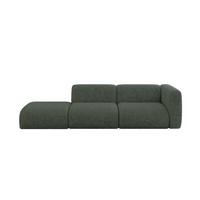 SOFA Ottomane Rechts MIRA-S3 296x89x70 Grün Velours - Schwarz/Grün, Holzwerkstoff/Kunststoff (296/70/89cm) - ALTDECOR