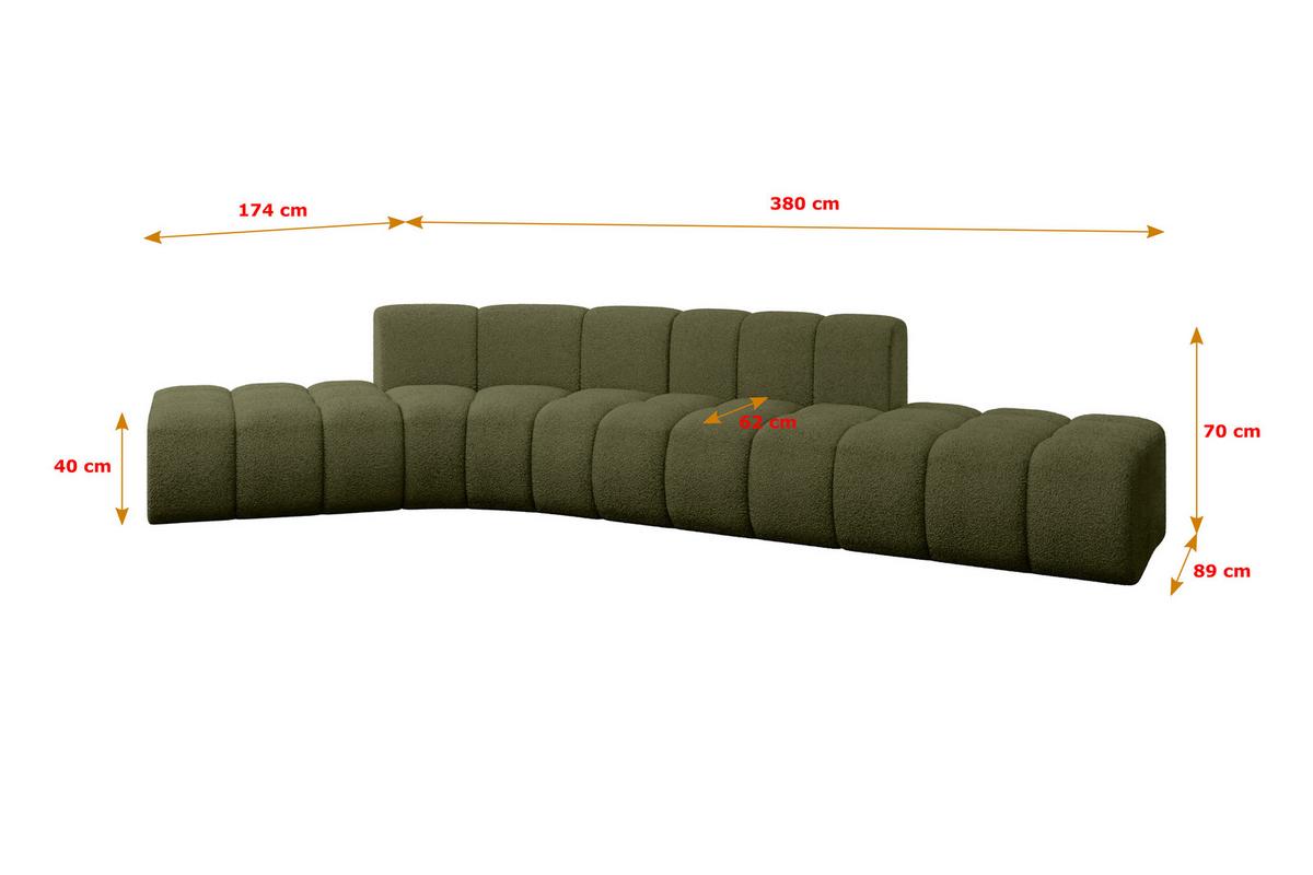 ECKSOFA modulares Sofa Solven-L1 - 380x174x70 cm Grün - Grün, Holzwerkstoff/Textil (380/174cm) - ALTDECOR
