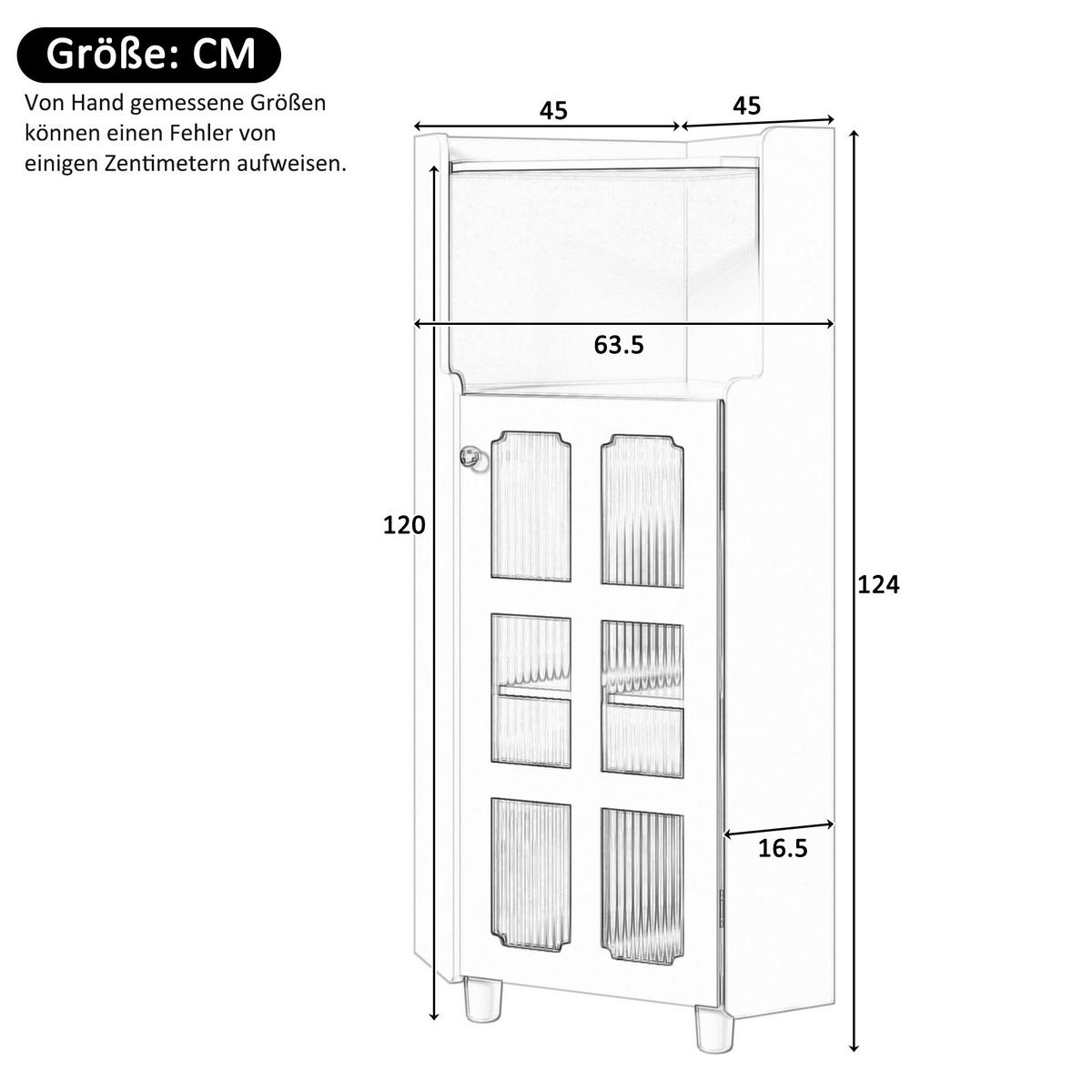 ECKSCHRANK in Grün lackiert mit App-gesteuerter LED & Glasvitrine - Mintgrün, Holzwerkstoff (63/124/45cm) - Urban Meuble