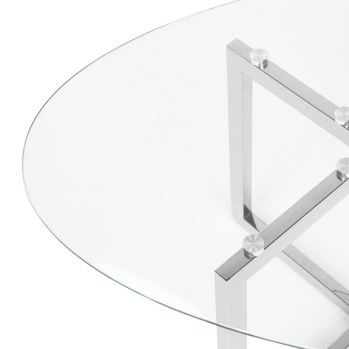 COUCHTISCH Glas Silber oval Fresno - Transparent/Silberfarben, Glas (60/120/45cm) - Beliani
