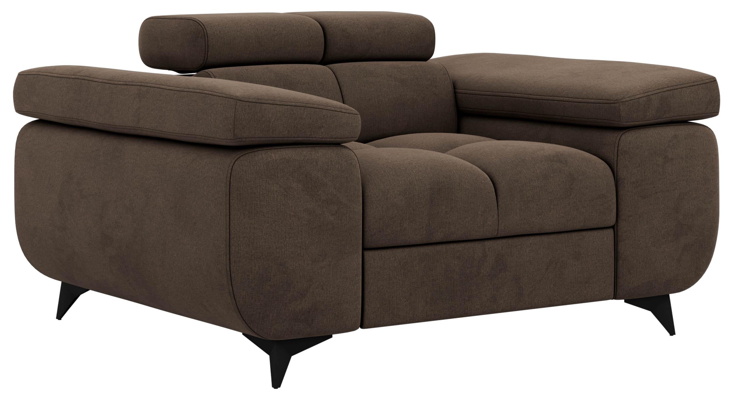 SESSEL NIDELLO - Braun Velvet - Schwarz/Braun, Textil/Metall (130/70/97cm) - MKS