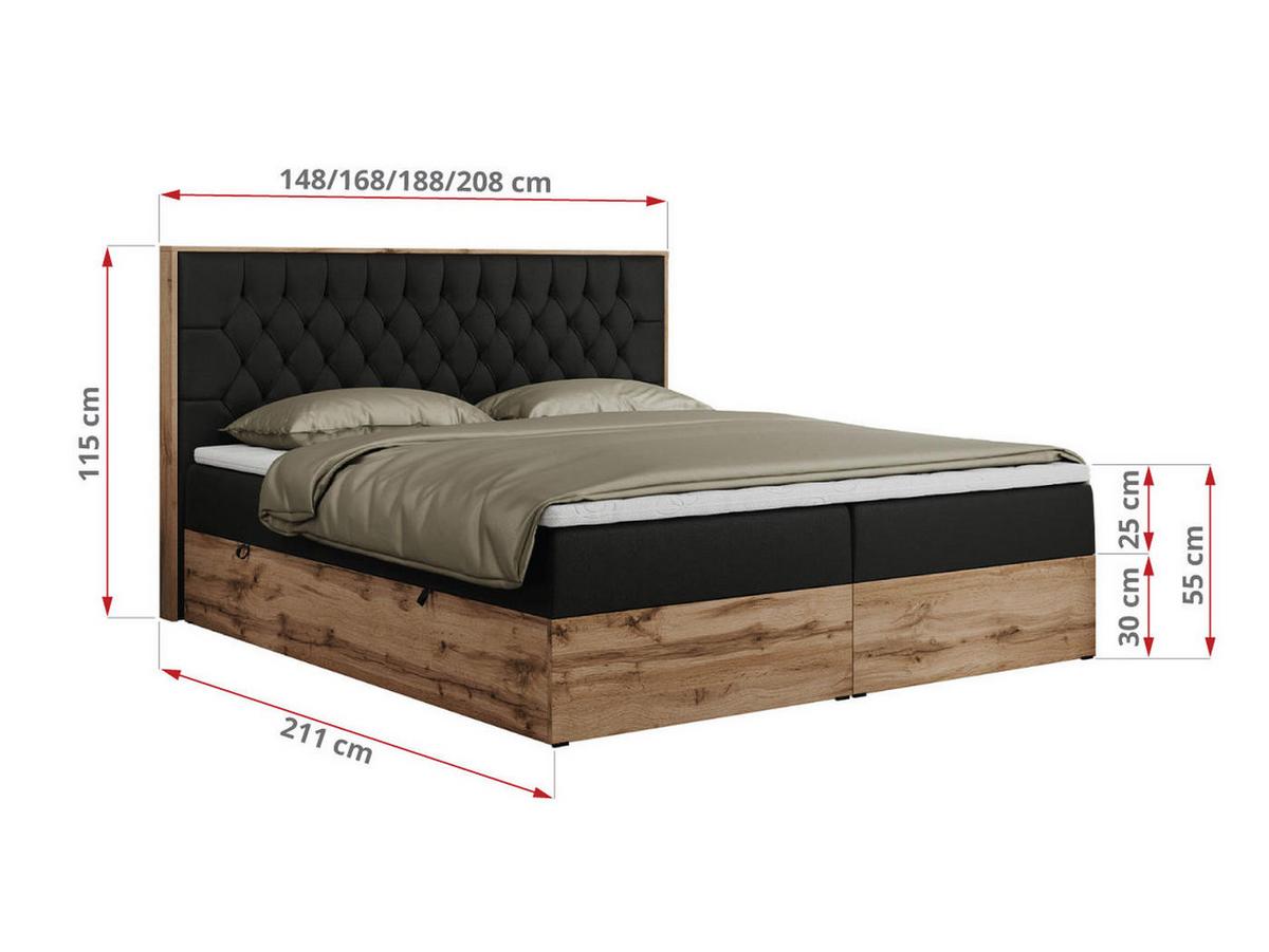 BOXBETT AMORE 160/200 Schwarz Velvet - H4 - Schwarz, Holz/Textil (160/200cm) - MKS