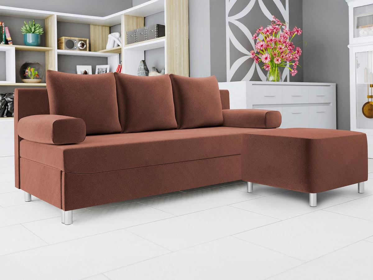 SCHLAFSOFA Dover mit Polsterhocker - Chromfarben/Rosa, Holz/Kunststoff (192/86/80cm) - MIRJAN24