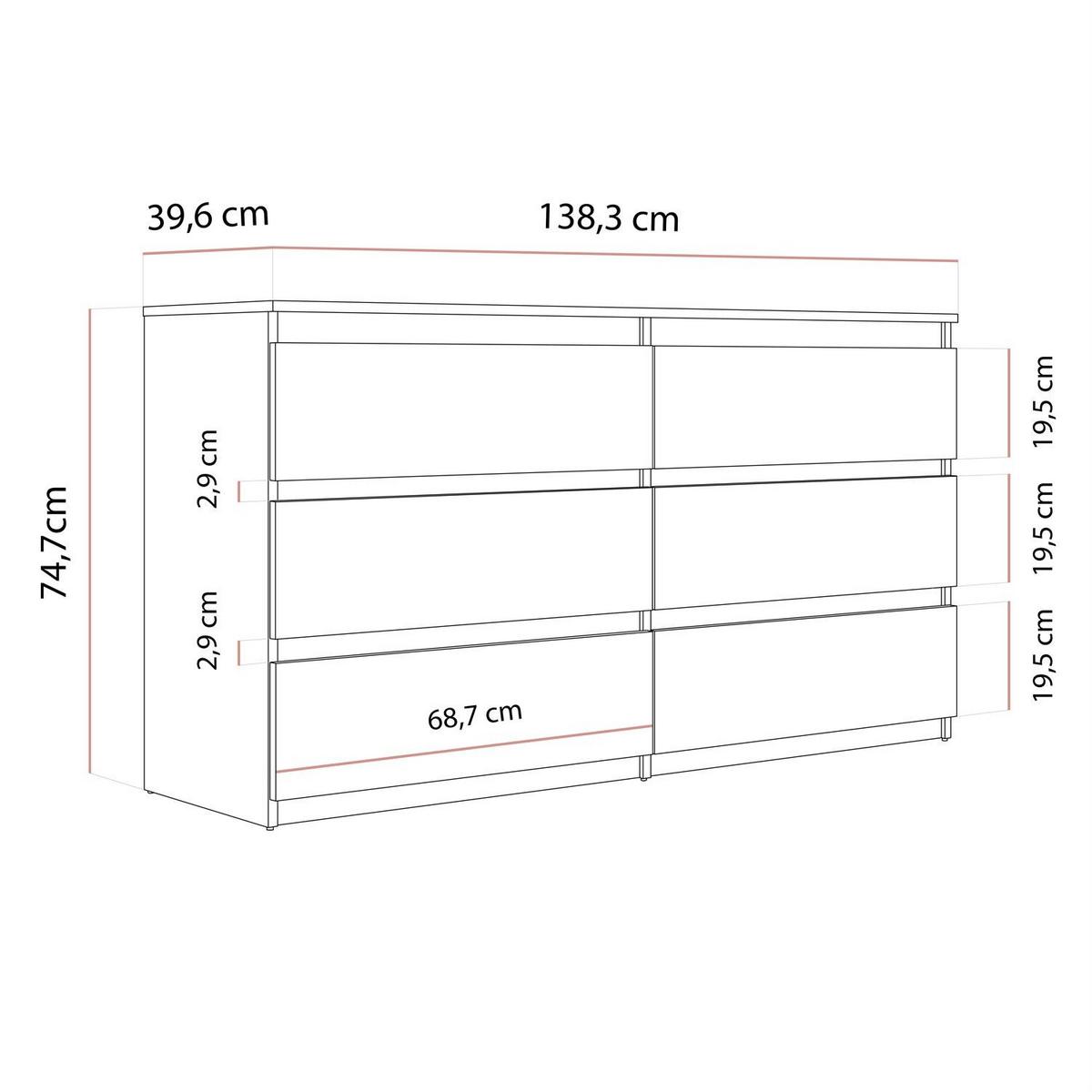 SIDEBOARD HANA M6 Schwarz 140cm - Schwarz, Holzwerkstoff (140/74.4/40cm) - Lookway