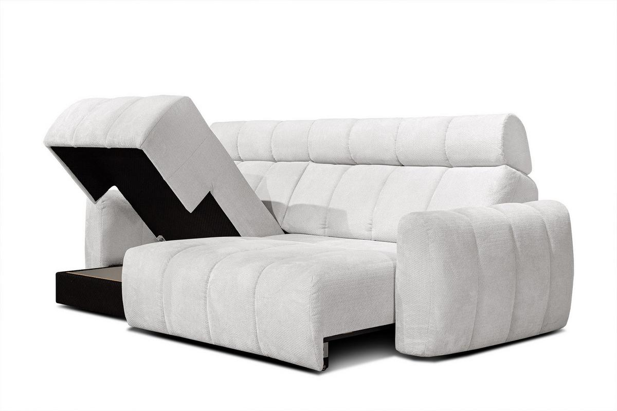ECKSOFA KIMI 3-Sitzer, ausziehbarer Sitz, verstellbare Kopfstützen, creme - Creme/Schwarz, Holzwerkstoff/Textil (270/160cm) - Wozimo