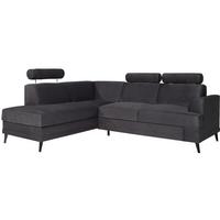 ECKSCHLAFSOFA Kordian links schwarz - Schwarz, Textil (250/200cm) - Beautysofa