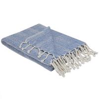 KUSCHELDECKE Baumwolle 130/160 cm Blau Tilmi - Blau/Weiß, Textil (130/130cm) - Beliani