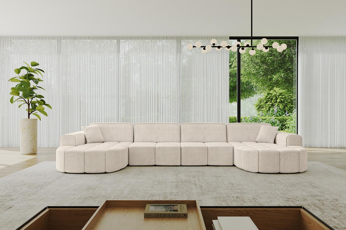 WOHNLANDSCHAFT LIVO-U2 - 400x173x79,5 cm Beige - Beige, Holzwerkstoff/Textil (400/79/173cm) - ALTDECOR