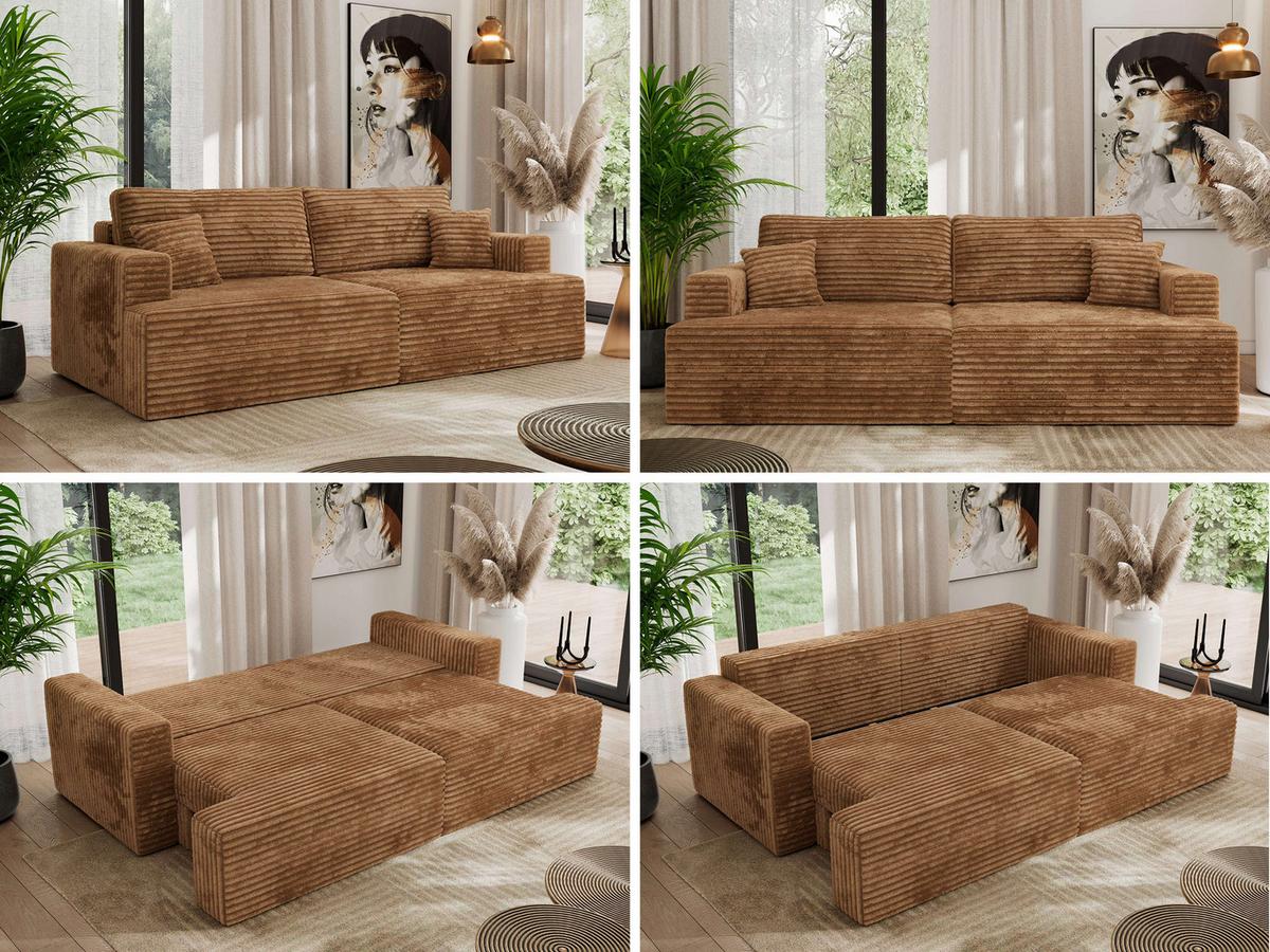 4-SITZER SOFA VIRELLA Orange Cord - Schwarz/Orange, Textil (240/88/115cm) - MKS