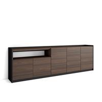SIDEBOARD, Highboard, Dunkler Eiche und Schwarz, 260/37/80cm - Hellbraun, Holzwerkstoff (260/80/37cm) - Skraut Home