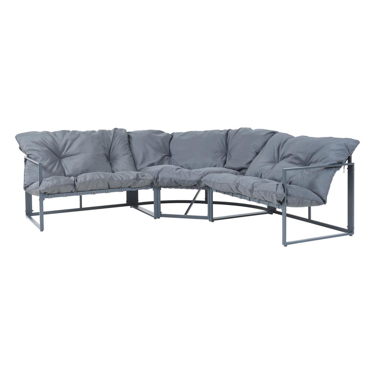 GARTENMÖBEL-SET 4 TLG. Karg - Dunkelgrau/Schwarz, Glas/Kunststoff - casa.pro