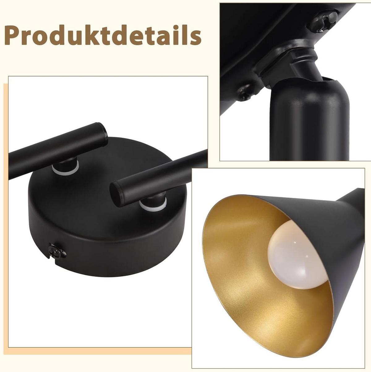 DECKENSTRAHLER Welle 4-flammig 71/11/21 cm - Schwarz, Metall (71/11/21cm) - Nettlife