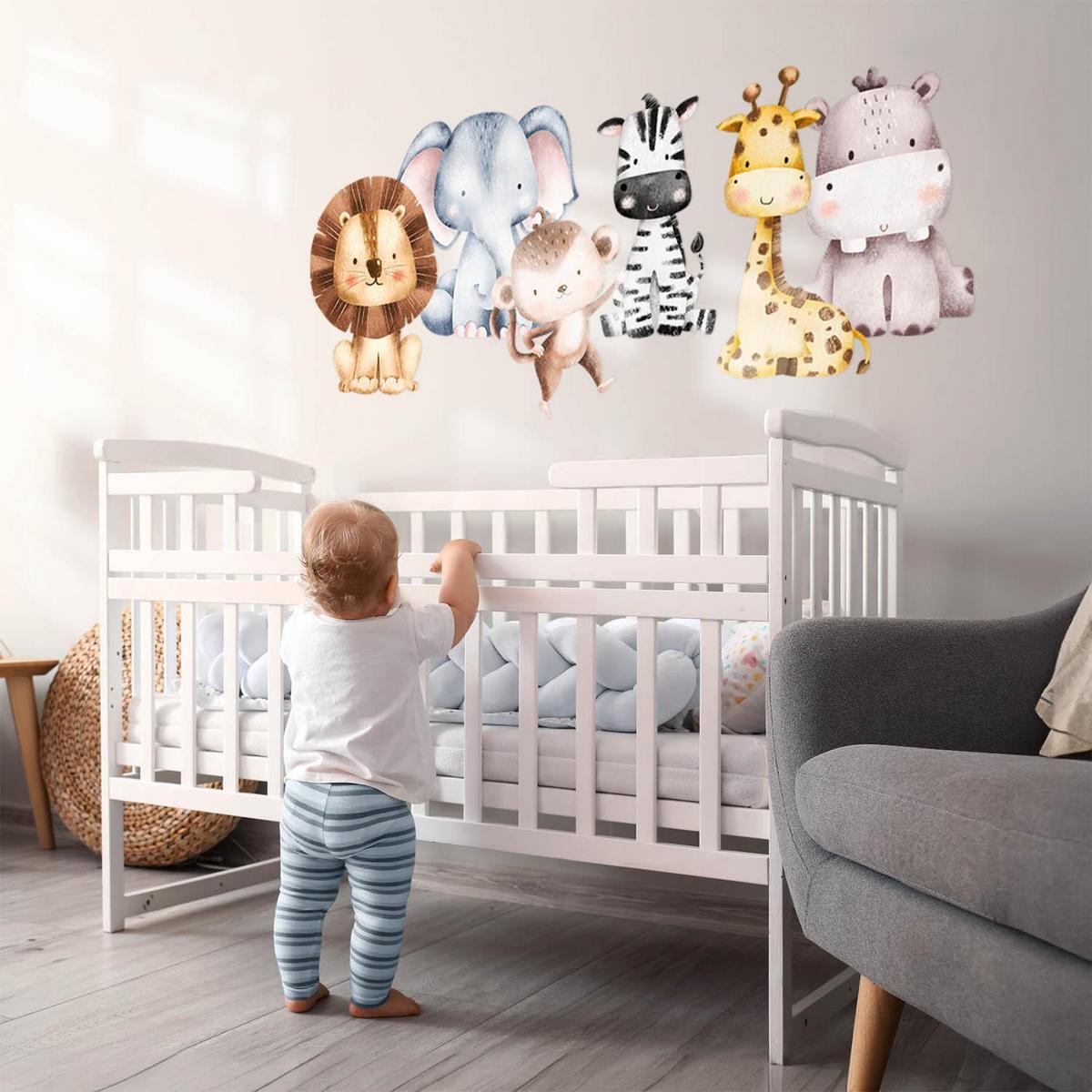 WANDAUFKLEBER 130x214cm - Wildtiersafari - Multicolor, Kunststoff (130/214/0.1cm) - Wallfluent