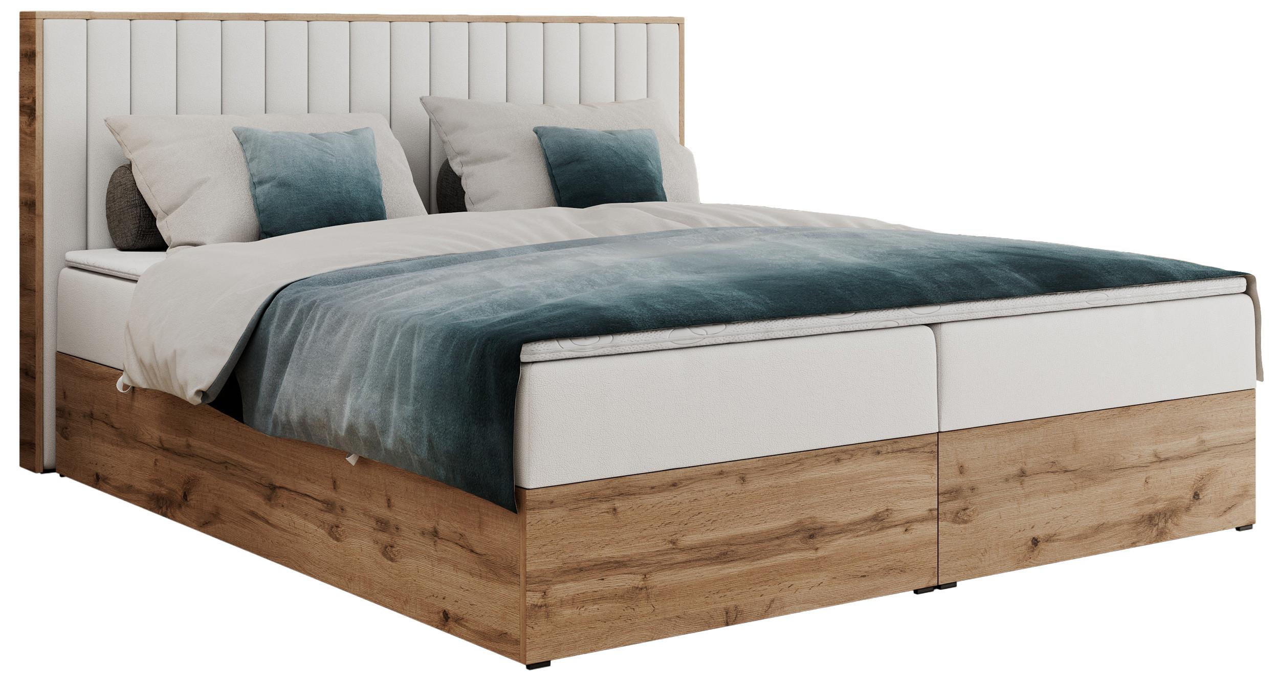 BOXBETT ALBERO 4 - 120/200 Weiß Kunstleder - H4 - Weiß, Holz/Textil (120/200cm) - MKS