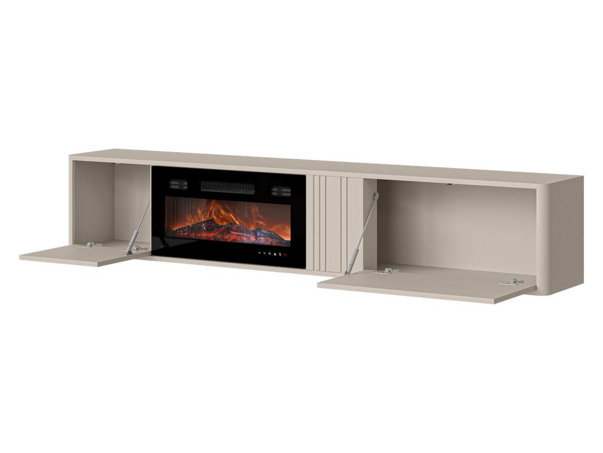 TV-LOWBOARD Philippe 190 mit Kamin - Nussbaumfarben/Schwarz, Holzwerkstoff (190/36/31cm) - MIRJAN24