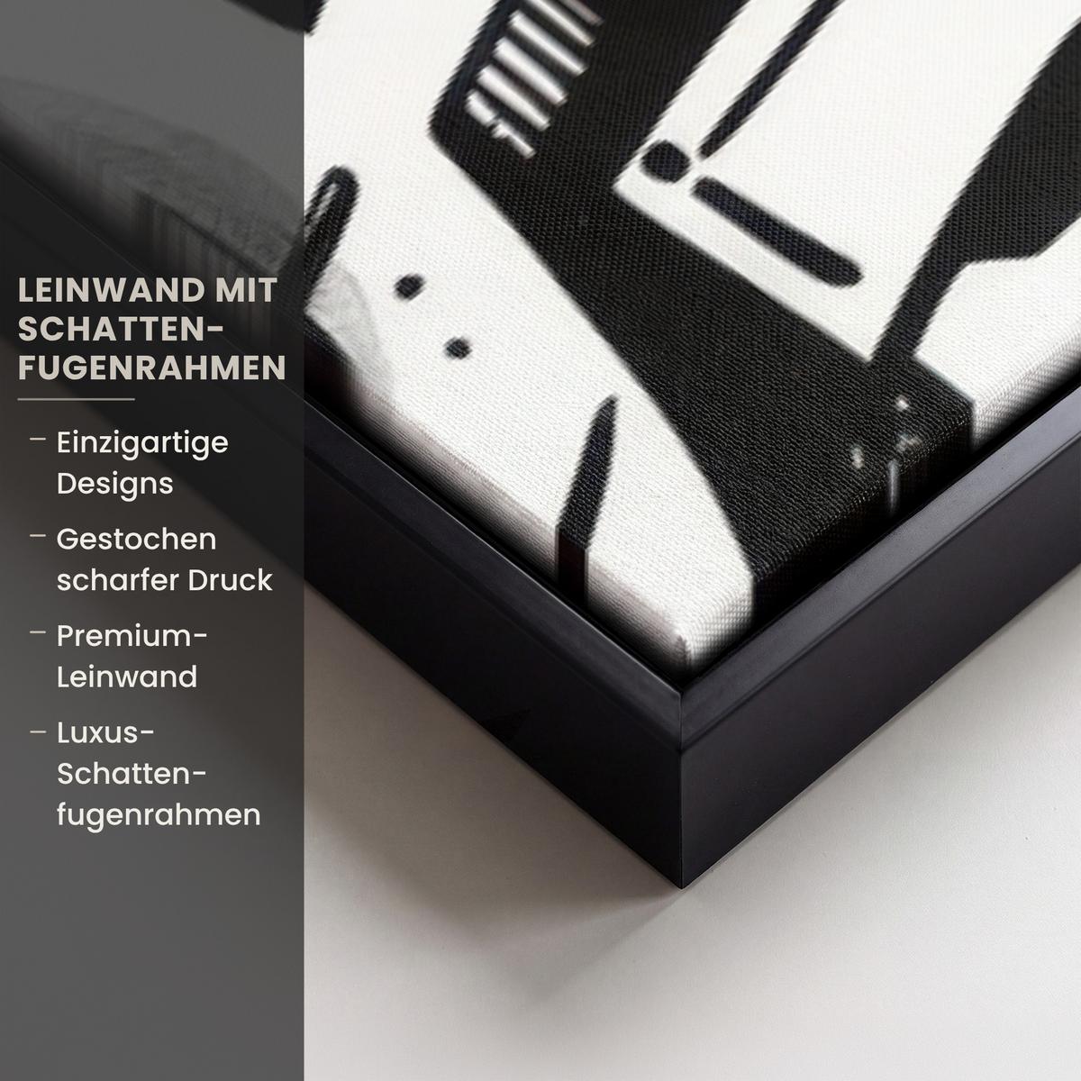 LEINWAND Bilder mit Rahmen - Formen - Buchstaben - Graffiti - Schwarz - 120x80 - Schwarz, Textil (120/80cm) - MuchoWow