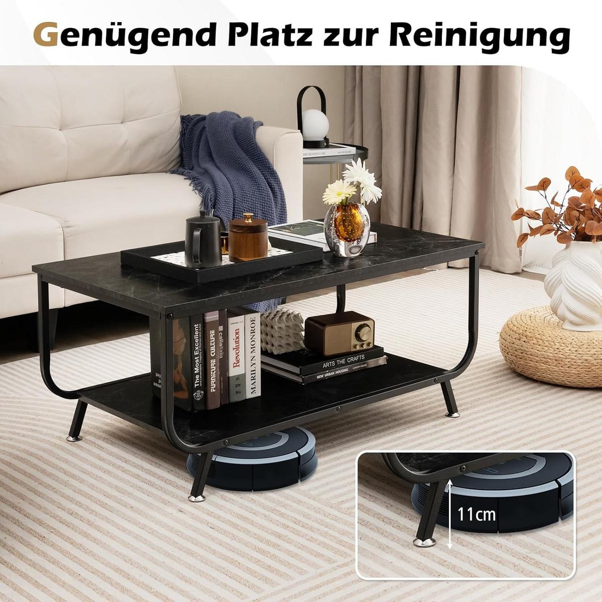 COUCHTISCH Schwarz - Schwarz, Holz (55/105/47cm) - COSTWAY