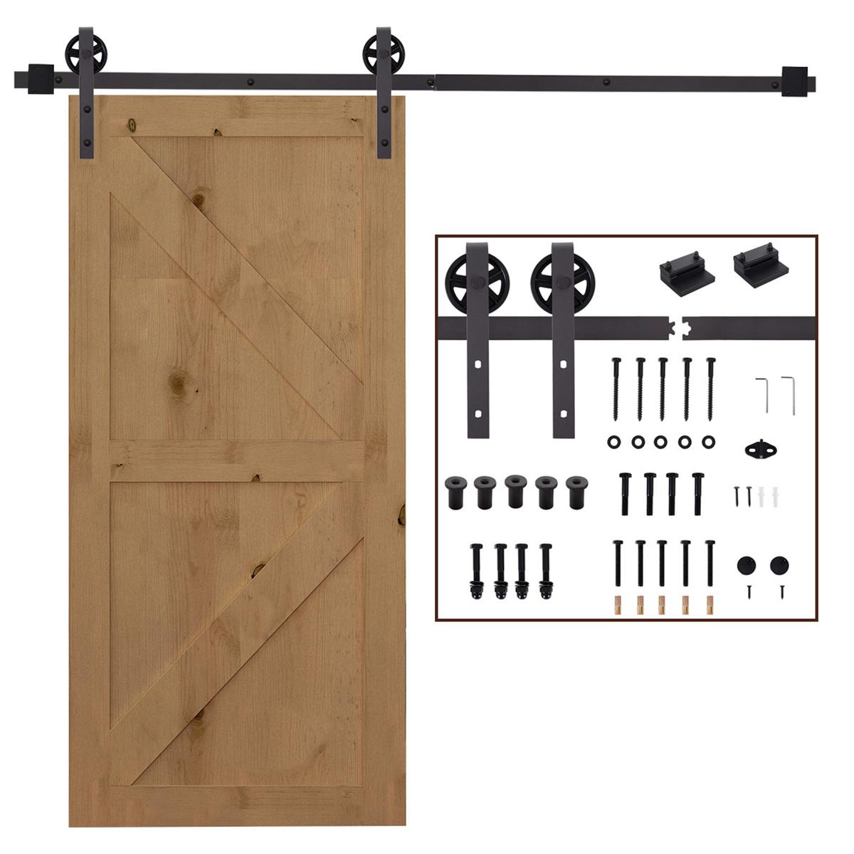 SCHIEBETÜREN-BESCHLAGSATZ, 183 cm Komplett-Set mit Schienen, Dunkelbraun - Braun, Metall (4/0.6/183cm) - HOMCOM